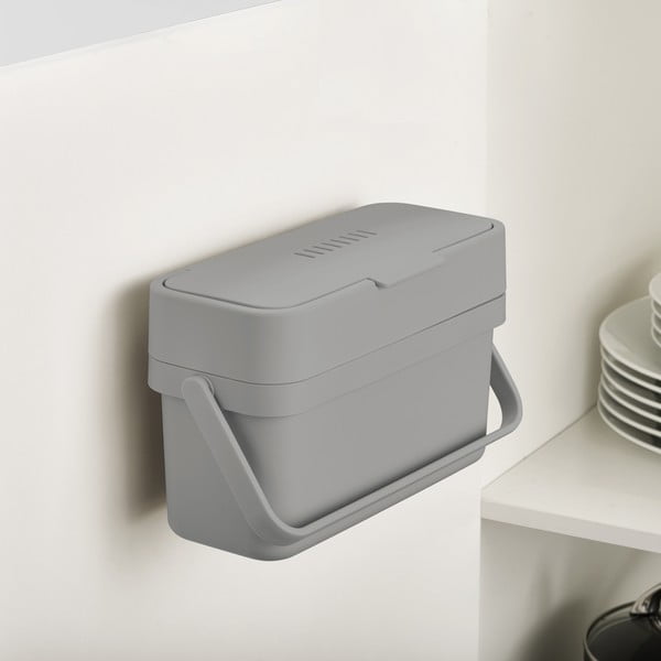 Šedá nádoba na kompostovatelný odpad 4 l Duo – Joseph Joseph-image-3