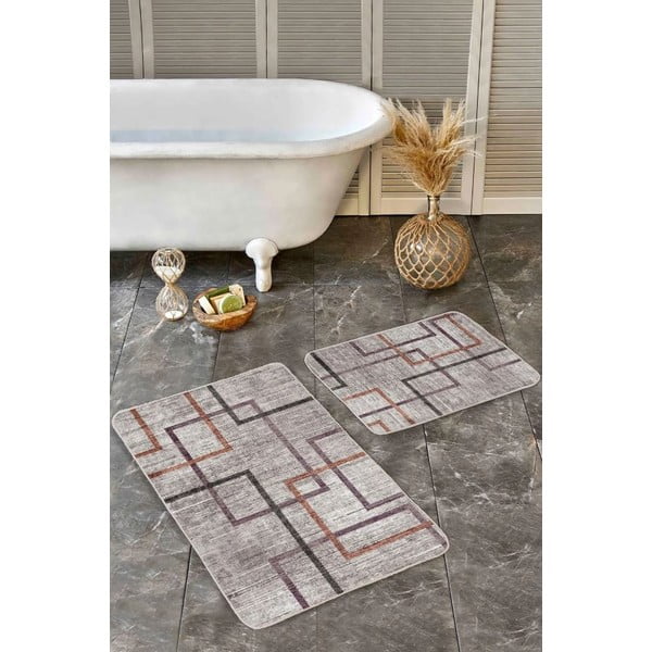 Šedé sametové koupelnové předložky v sadě 2 ks 60x100 cm – Mila Home-image-3