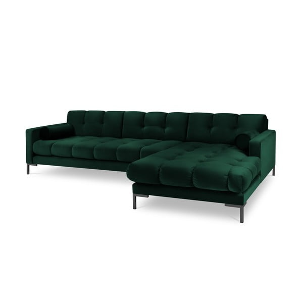 Tmavě zelená sametová rohová pohovka Cosmopolitan Design Bali, pravý roh-image-2