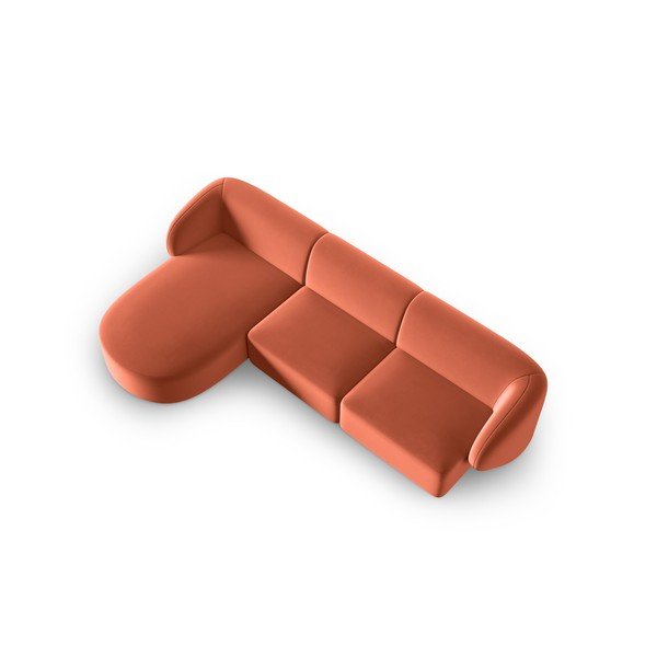 Růžová sametová rohová pohovka (levý roh/s lenoškou) Paolo – Milo Casa-image-2