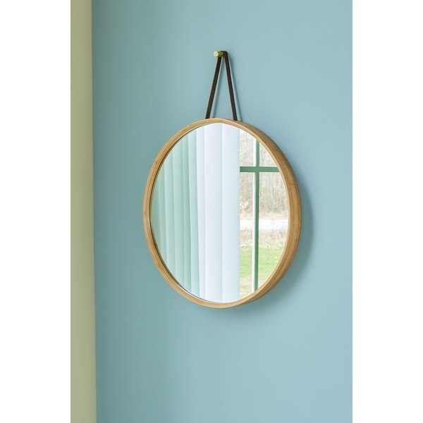 Nástěnné zrcadlo s bambusovým rámem ø 60 cm Mood – Hübsch-image-1