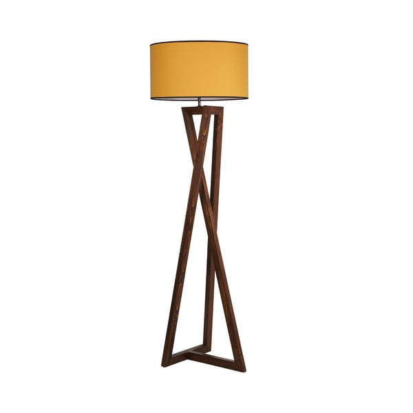 Stojací lampa v hořčicové a hnědé barvě s textilním stínidlem (výška 149 cm) Maçka – Opviq lights