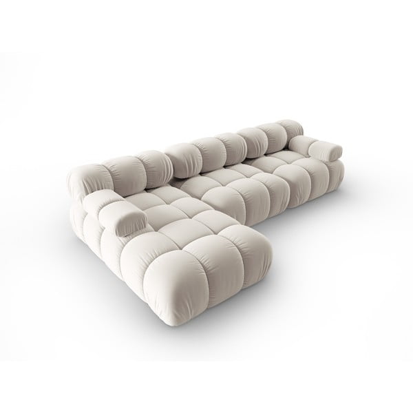 Béžová sametová modulární rohová pohovka (levý roh) Bellis – Micadoni -image-4