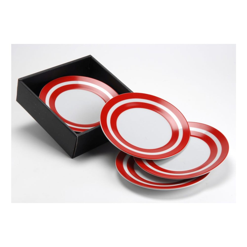 Sada dezertních talířů Red Stripe, 19 cm, 6 ks