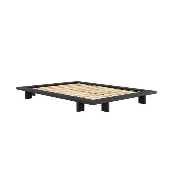 Černá dvoulůžková postel z borovicového dřeva s roštem 140x200 cm Japan – Karup Design