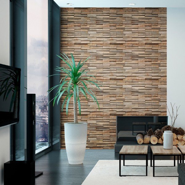 Nástěnná samolepka Ambiance Arcachon Wood Veneer, 40 x 40 cm