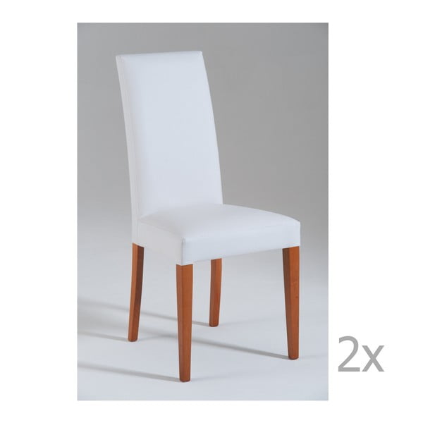 Sada 2 bílých jídelních židlí s hnědými nohami Castagnetti Tempi