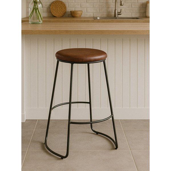 Černá/hnědá čalouněná barová stolička (výška sedáku 64 cm) Brixton – Premier Housewares-image-1