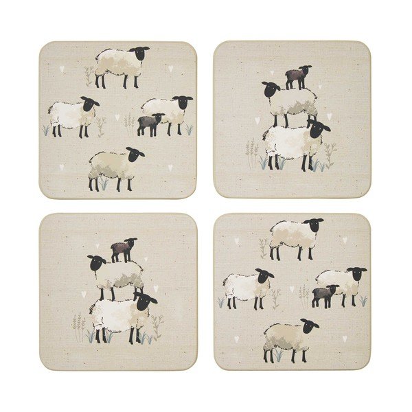 Taupe korkové podtácky v sadě 4 ks Highland Sheep – Cooksmart ®
