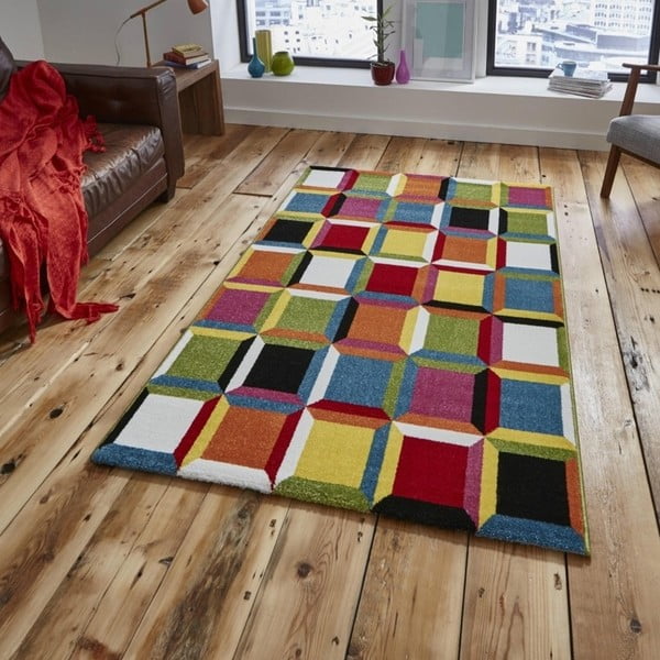 Barevný kostkovaný koberec Think Rugs Sunrise, 120 x 170 cm