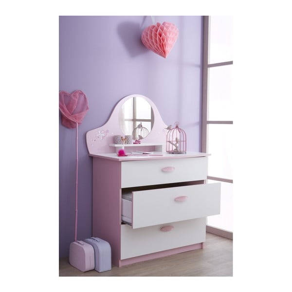 Růžová komoda/toaletní stolek Demeyere Papillon