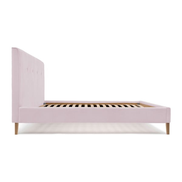 Růžová postel s přírodními nohami Vivonita Kent, 140 x 200 cm-image-1