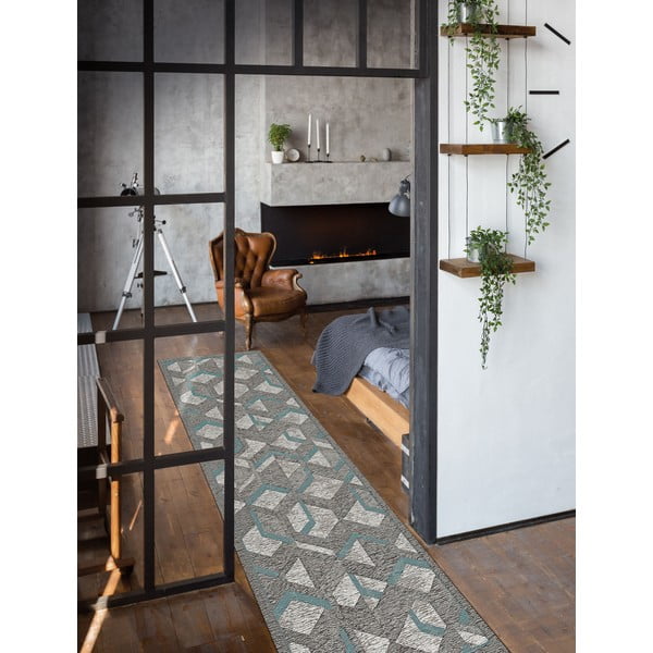 Šedo-modrý běhoun Floorita Hypnotik, 55 x 115 cm-image-1