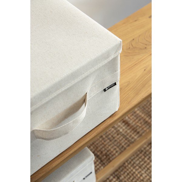 Béžový látkový úložný box s víkem 31x41x22 cm Soft Storage Medium – Bigso-image-3