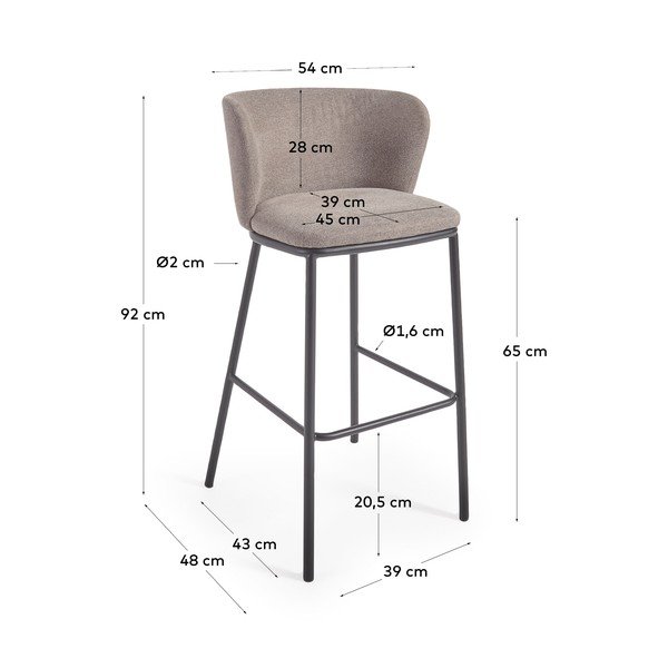 Světle hnědé barové židle v sadě 2 ks 92 cm Ciselia – Kave Home-image-4