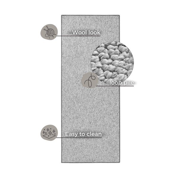 Šedý běhoun 80x300 cm Wolly – BT Carpet-image-4