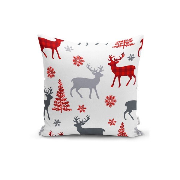 Sada 4 vánočních povlaků na polštář a běhounu na stůl Minimalist Cushion Covers Red Snowflake-image-1