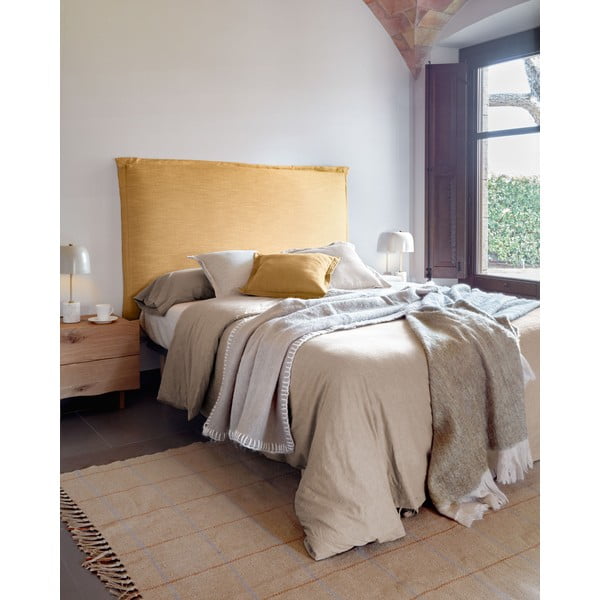 Čalouněné čelo postele v hořčicové barvě 206x106 cm Tanit – Kave Home-image-1