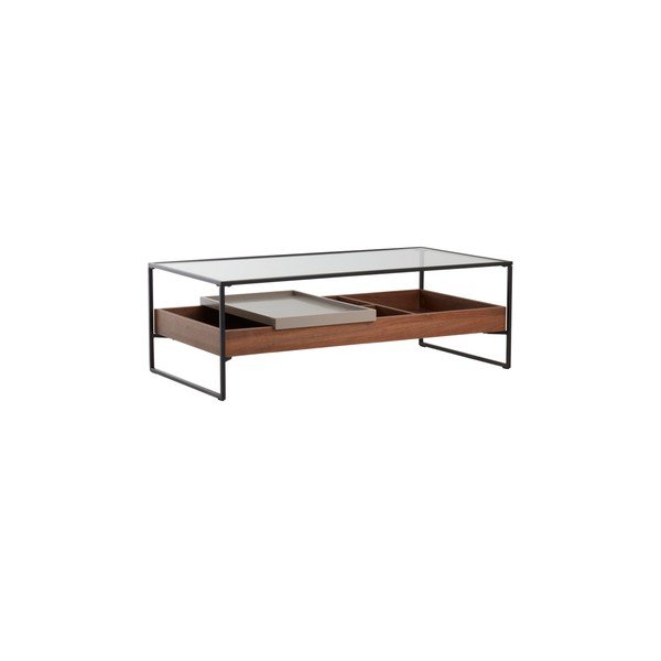 Konferenční stolek se skleněnou deskou v tmavě přírodní barvě 60x120 cm Sveg – Jotex-image-3