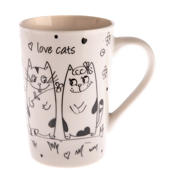 Porcelánový hrnek s kočičkami Dakls Love Cats, 380 ml