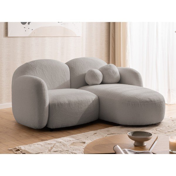 Šedá rohová pohovka z textilie bouclé (pravý roh/s lenoškou) Orbit – Ropez-image-4