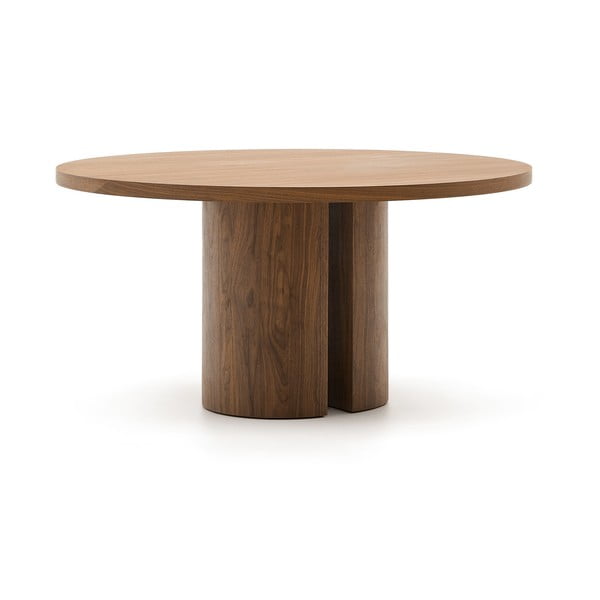 Kulatý jídelní stůl s deskou v dekoru ořechového dřeva ø 150 cm Nealy – Kave Home-image-4