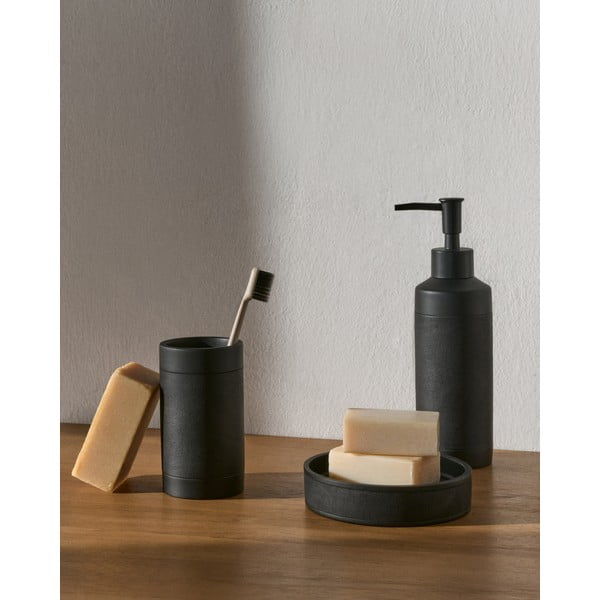 Černý kelímek na zubní kartáčky z polyresinu Sisel – Kave Home-image-1