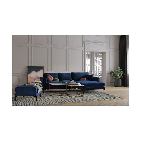 Námořnicky modrá sametová podnožka Kooko Home Harmony-image-3