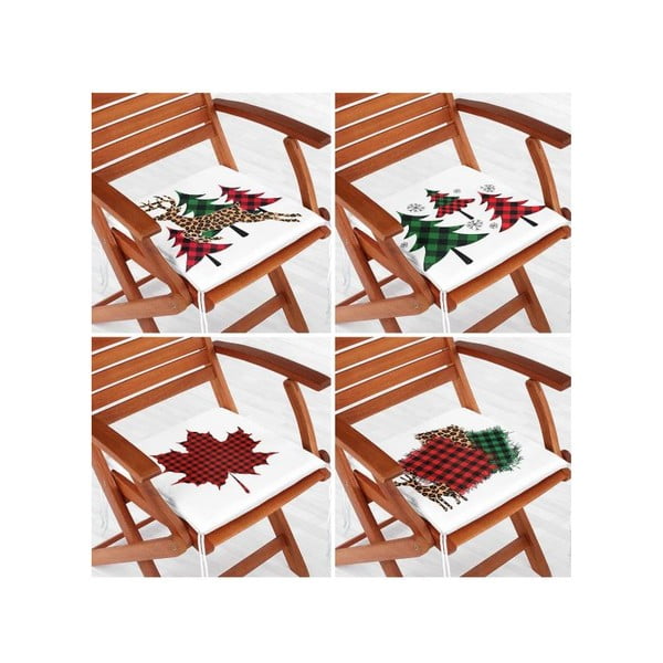Podsedáky v sadě 4 ks s vánočním motivem 40x40 cm Tartan – Mila Home-image-1