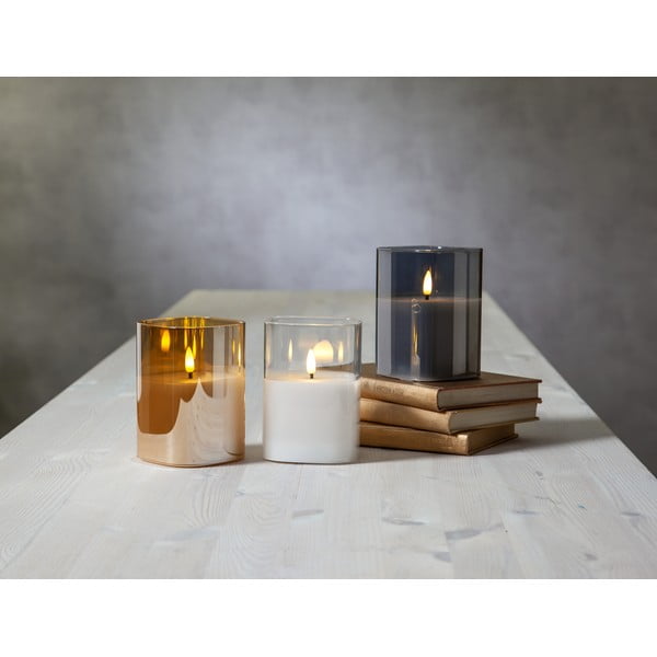 Šedá LED vosková svíčka ve skle Star Trading Flamme, výška 12,5 cm-image-4