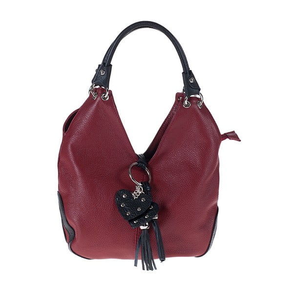 Červená kožená kabelka Pitti Bags Lecce