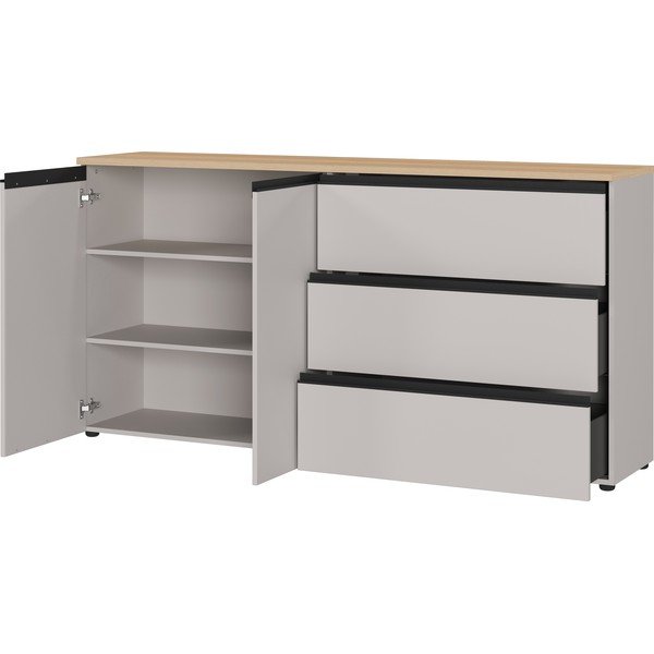 Šedobéžová/ve světle přírodní barvě komoda 180x91x41 cm Cormano – Germania-image-3