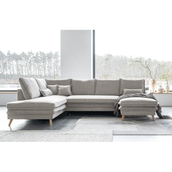 Béžová rozkládací rohová pohovka (levý roh/do "U") Charming Charlie – Miuform-image-1