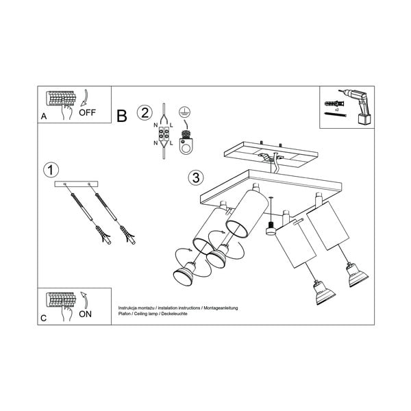 Šedé stropní svítidlo Sollux Etna Quatre-image-4