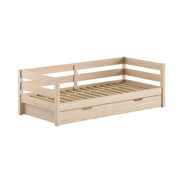 Dětská postel z borovicového dřeva s výsuvným lůžkem s roštem 90x200 cm v přírodní barvě Margrit – Vipack