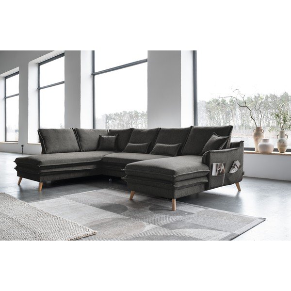 Tmavě šedá rozkládací rohová pohovka (levý roh/do "U") Charming Charlie – Miuform-image-3