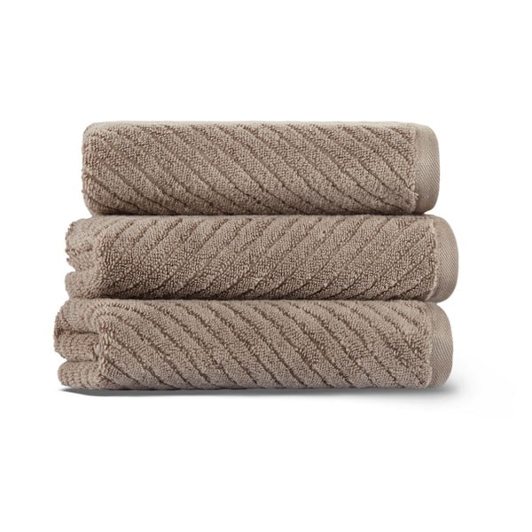 Hnědý bavlněný ručník 71x40 cm Chevron - Foutastic-image-1