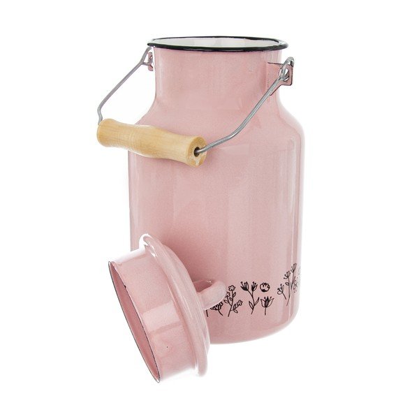 Růžová smaltovaná konvice na mléko Orion Meadow, 2 l-image-2