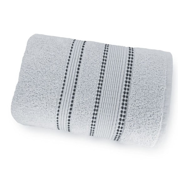 Světle šedý ručník ze 100% bavlny Marie Lou Remix, 140 x 70 cm
