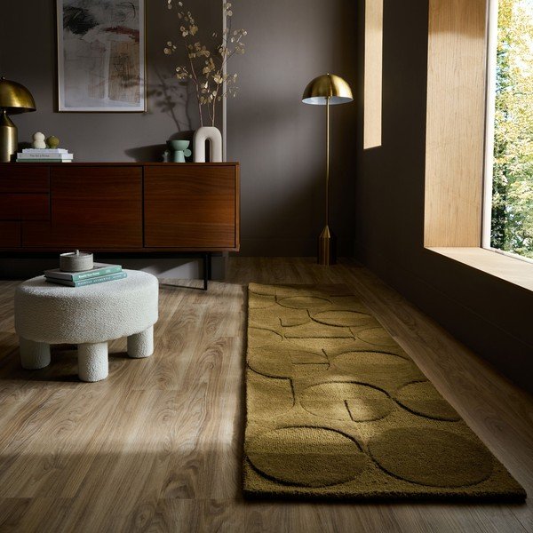 Tmavě zelený ručně tkaný vlněný běhoun 60x230 cm Gigi – Flair Rugs-image-1