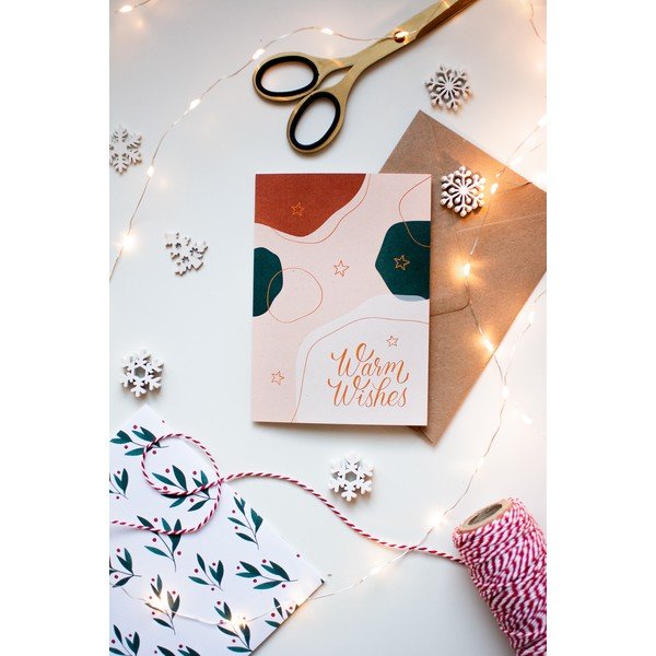 Vánoční přáníčko z recyklovaného papíru s obálkou Printintin Warm Wishes, formát A6-image-1