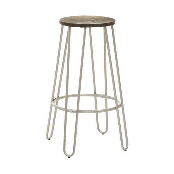 Barová stolička z jilmového dřeva ve stříbrné barvě/v přírodní barvě (výška sedáku 75 cm) District – Premier Housewares