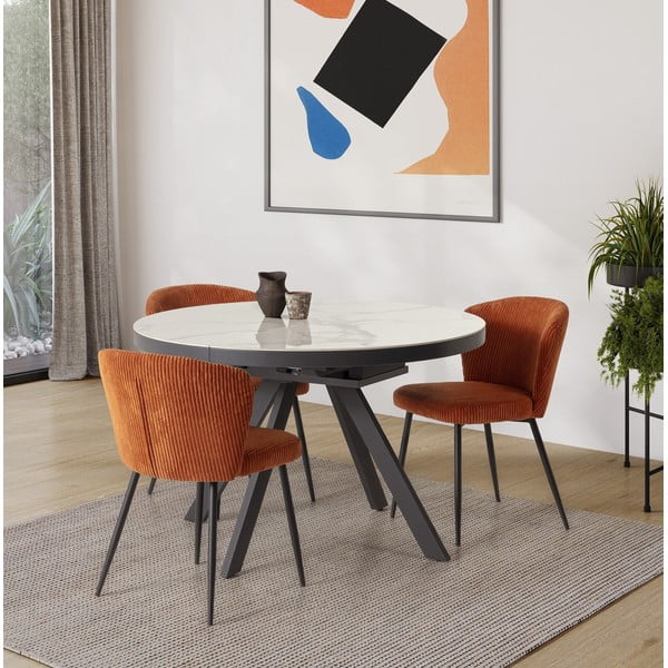 Kulatý rozkládací jídelní stůl s přídavnou deskou s keramickou deskou ø 120 cm Bela – Marckeric-image-1