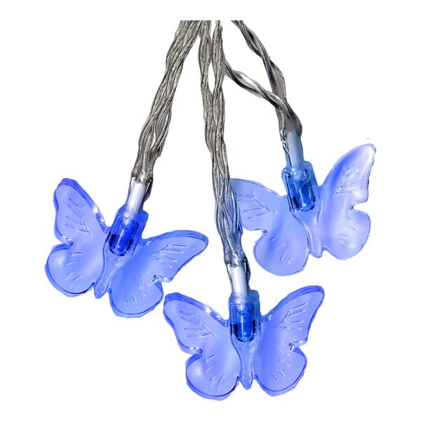 Modrý světelný LED řetěz Best Season Butterflies, 15 světýlek