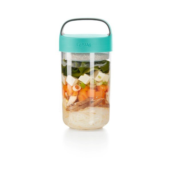 Dóza na polévku s tyrkysovým víčkem Lékué To Go, 600 ml