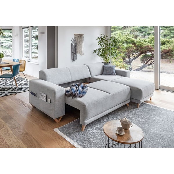 Světle šedá rozkládací/s úložným prostorem rohová pohovka Classy Sophie – Miuform-image-4