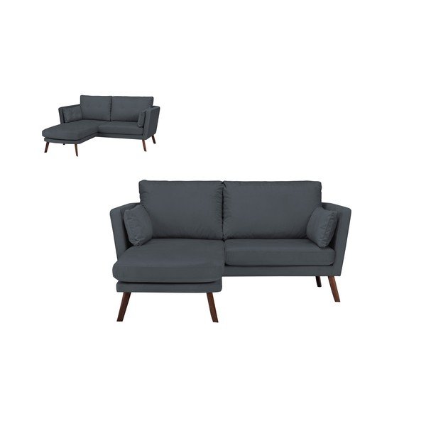 Šedá třímístná pohovka Mazzini Sofas Elena, s lenoškou na levém rohu-image-4