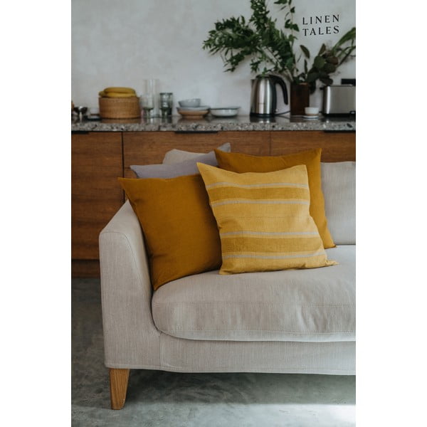 Lněný povlak na polštář 40x40 cm Amber Bronze Stripes – Linen Tales-image-1