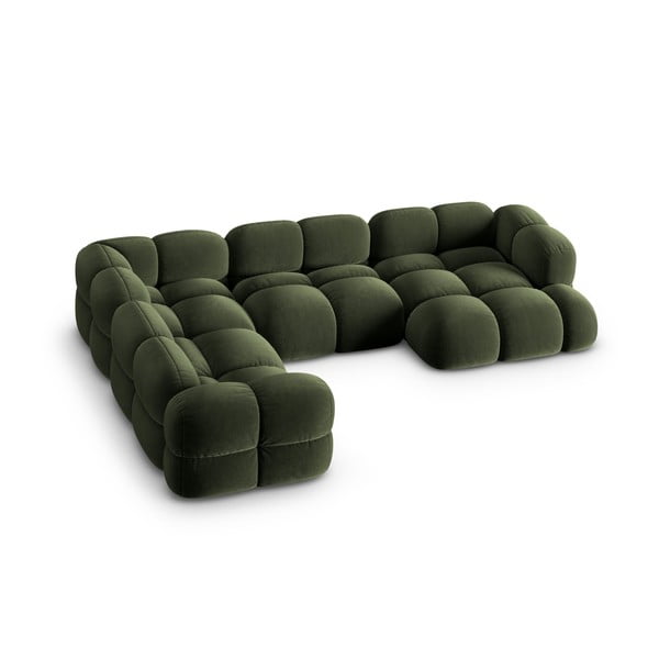 Zelená sametová rohová pohovka (levý roh/do "U") Loretto – Cosmopolitan Design-image-1