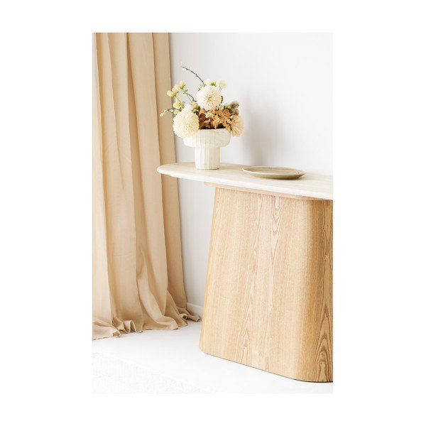 Krémový/v přírodní barvě konzolový stolek s deskou z kamene 40x130 cm Larvik – House Nordic-image-4